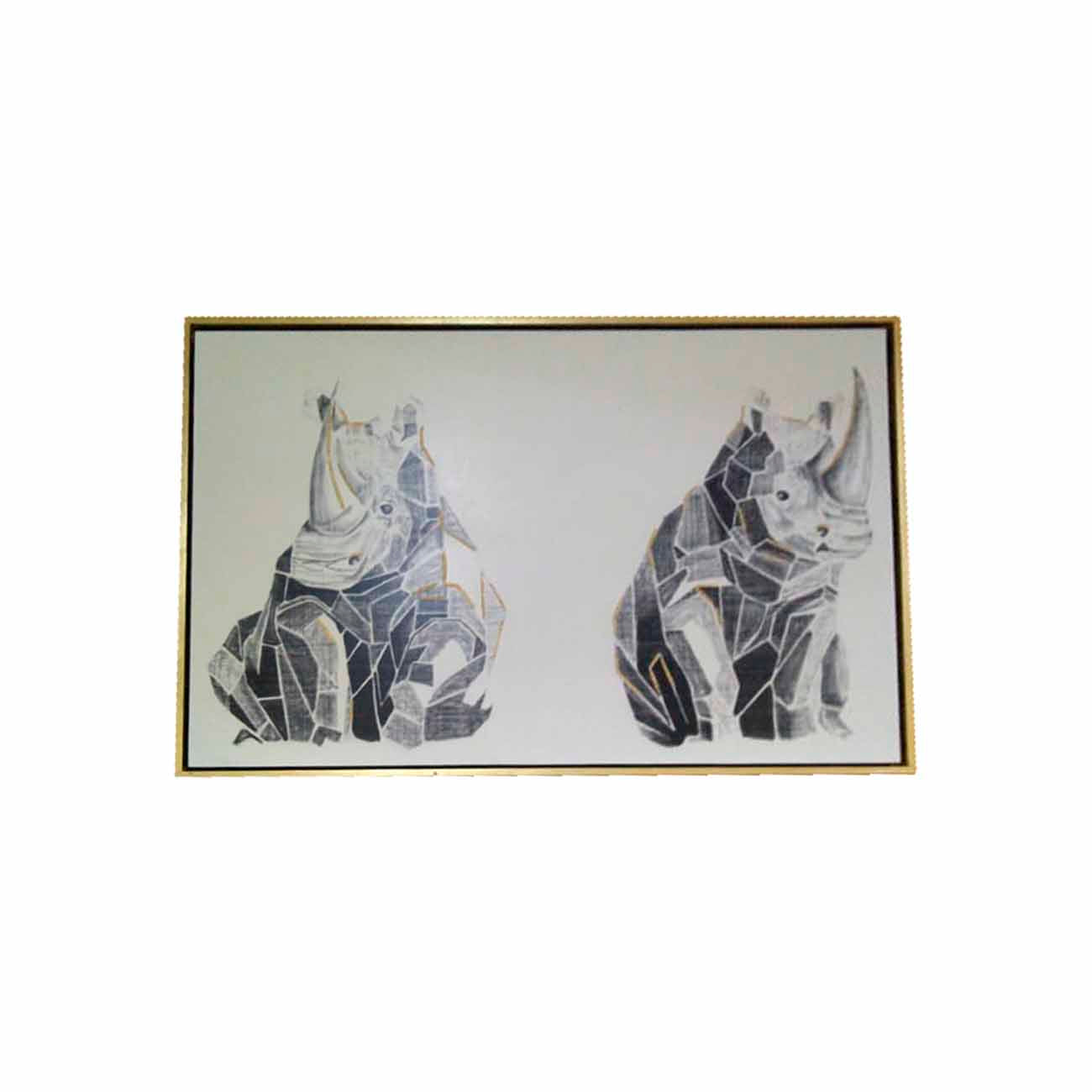 CUADRO PAREJA RHINOS ORO 180x120x07