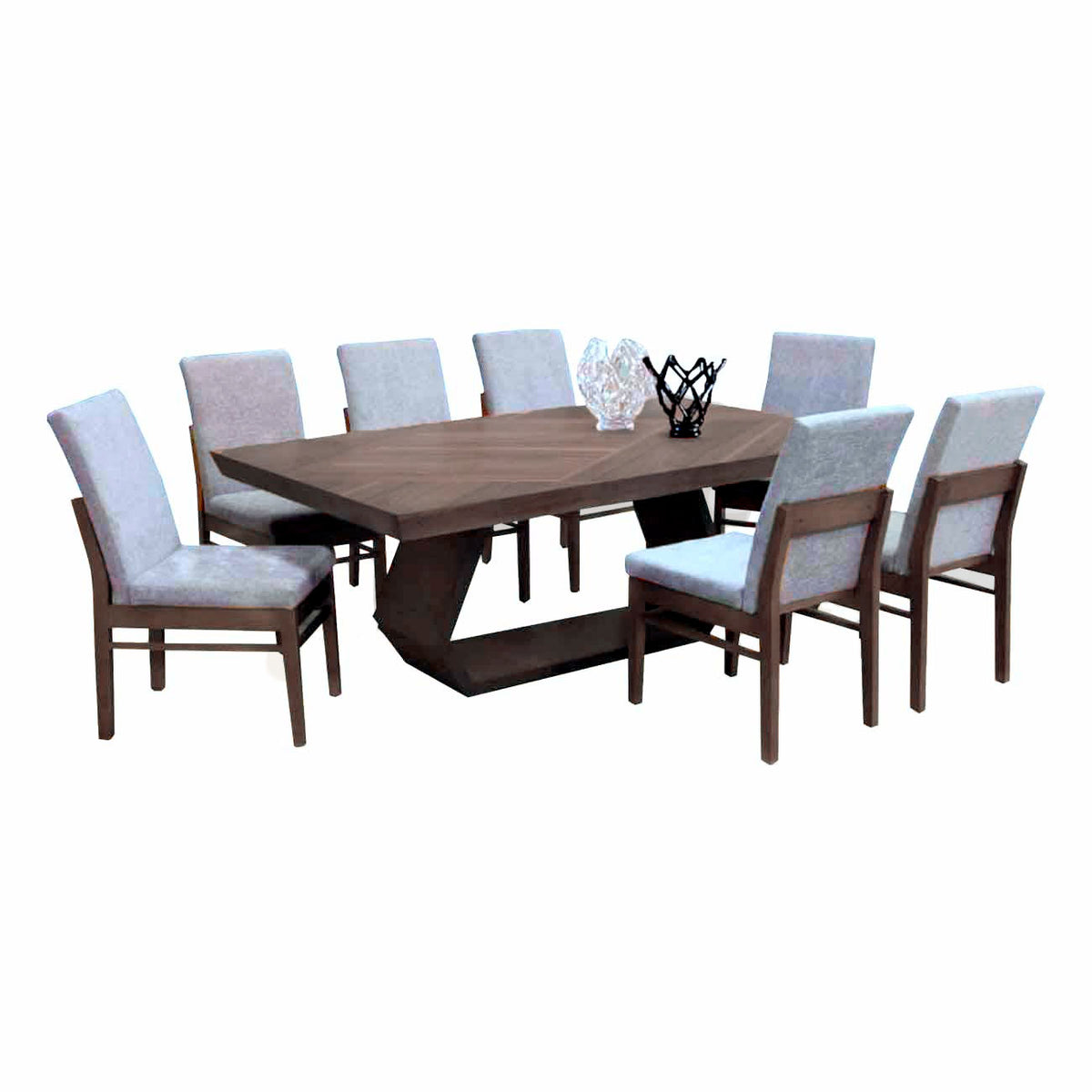 Comedor Varsovia de 8 sillas en color gris