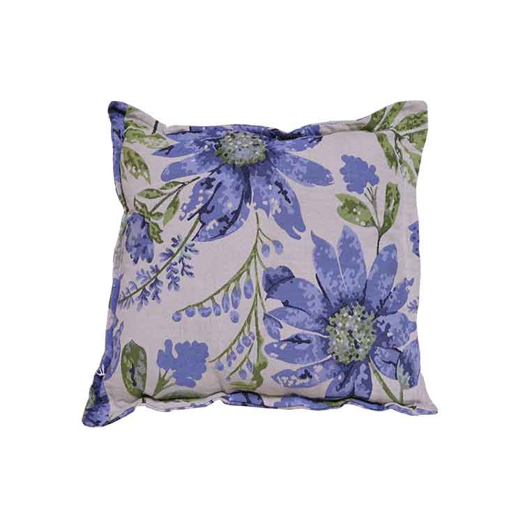 COJIN DECORATIVO FLANGE ZI TAMAÑO: 50x50 MODELO: FLORAL COLOR: AZUL