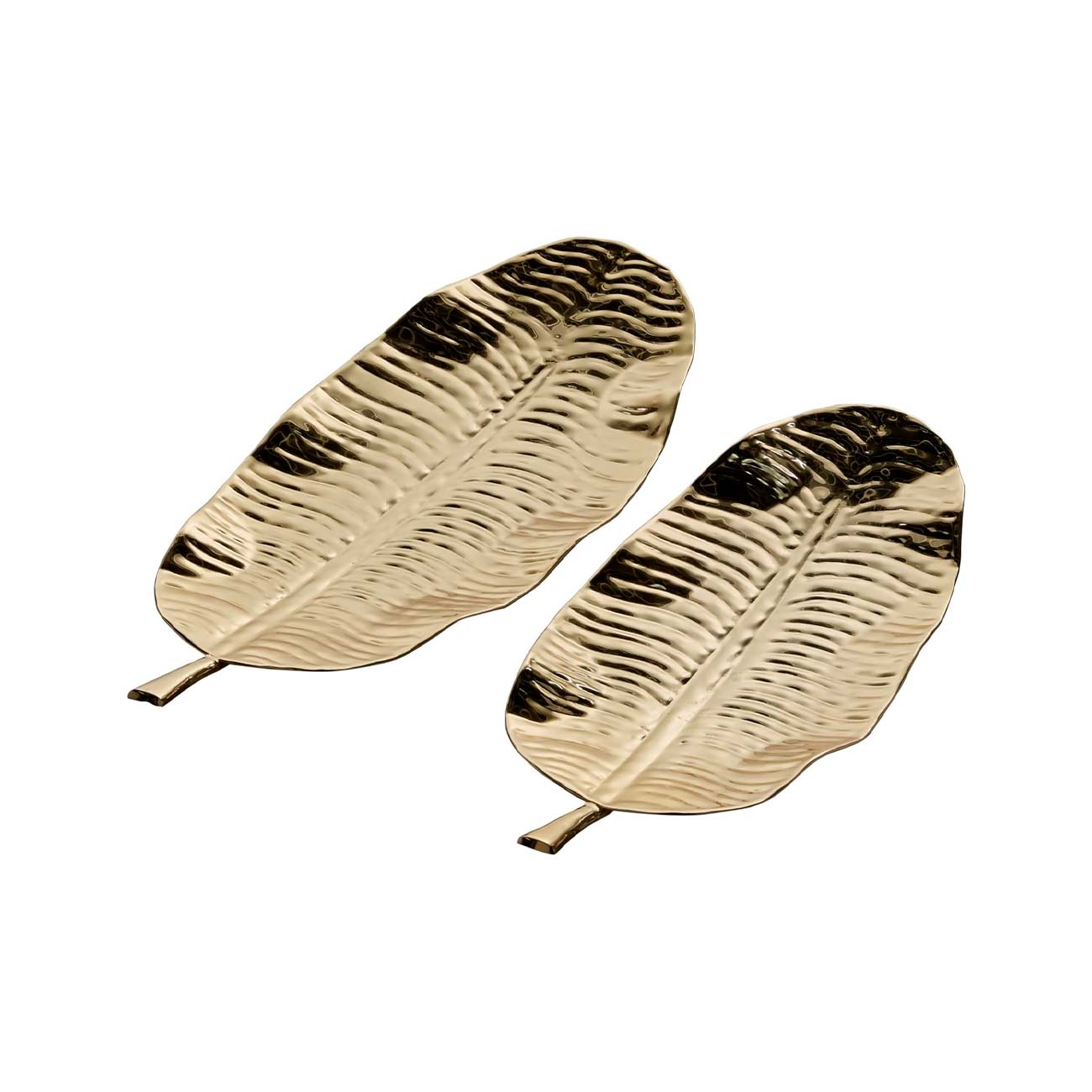 Juego de 2 Bandejas decorativas de metal dorado