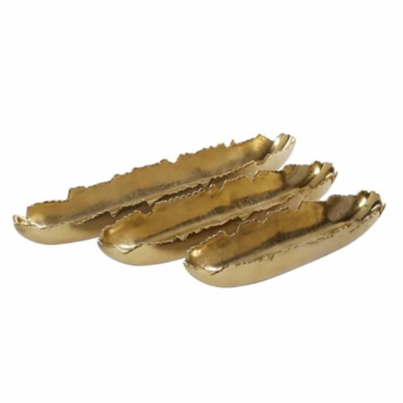 SET DE 3 PLATOS DE ALUMINIO DORADO