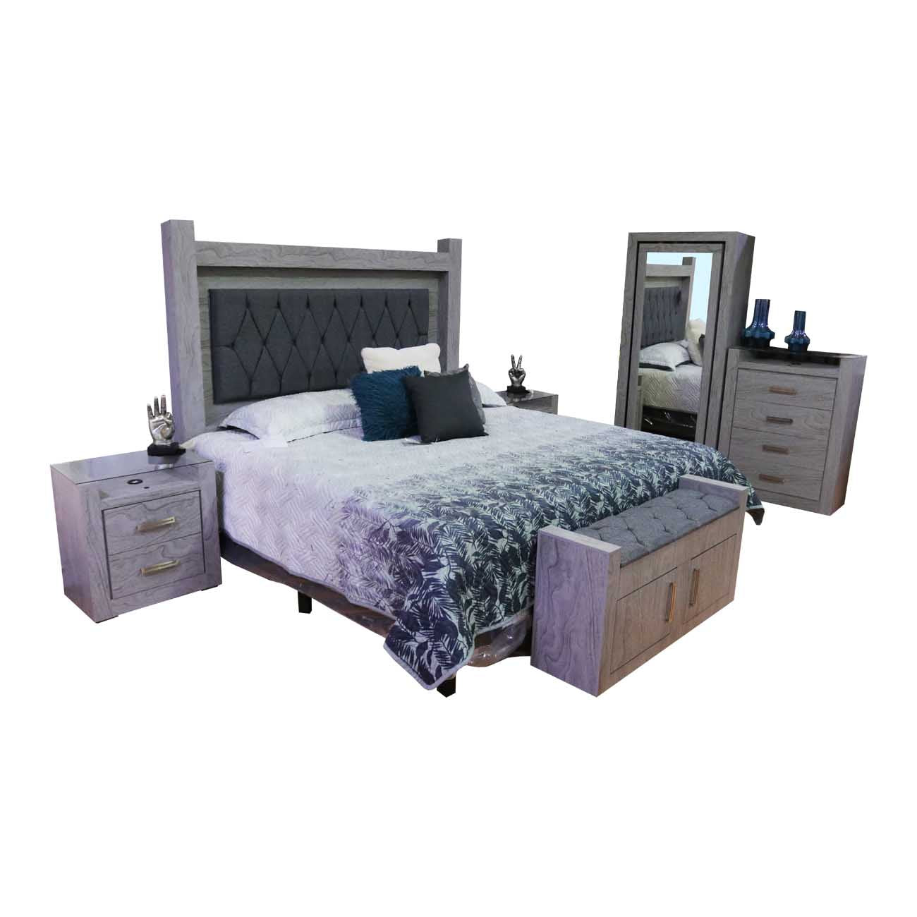 Set de Recámara Sienna King size color gris