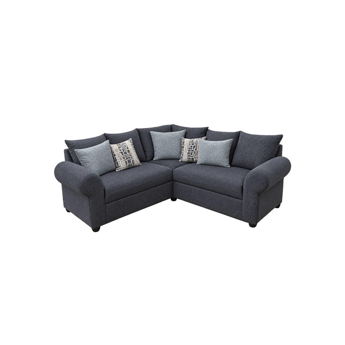Sala modular Nora color gris con cojines decorativos