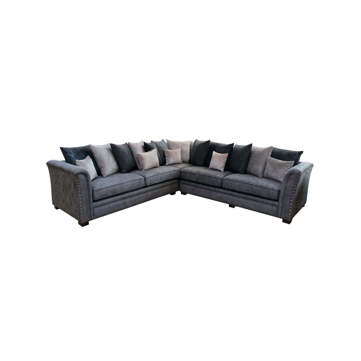 Sala modular Rioja color gris con cojines decorativos