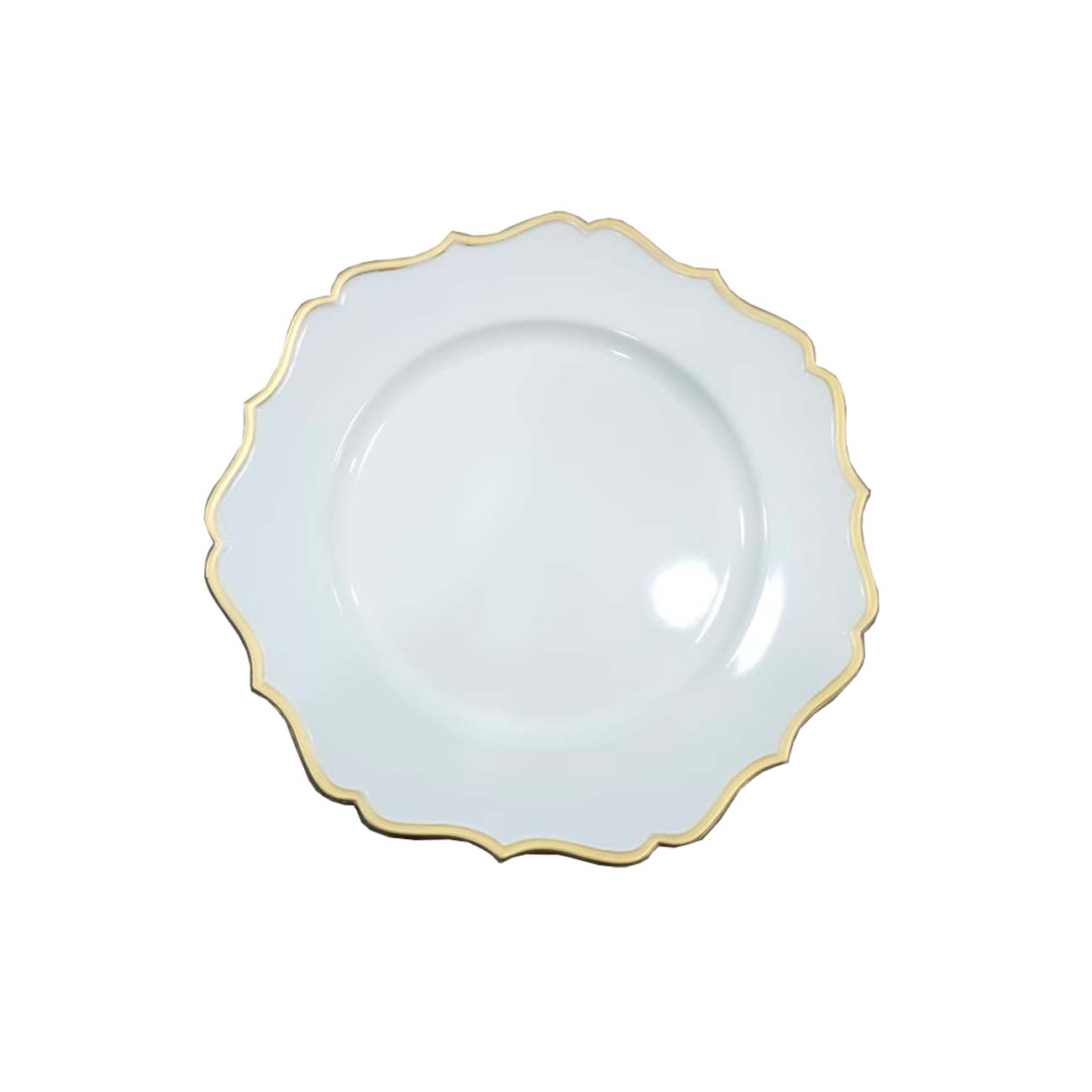 BAJO PLATO FLOR BLANCO FILO ORO
