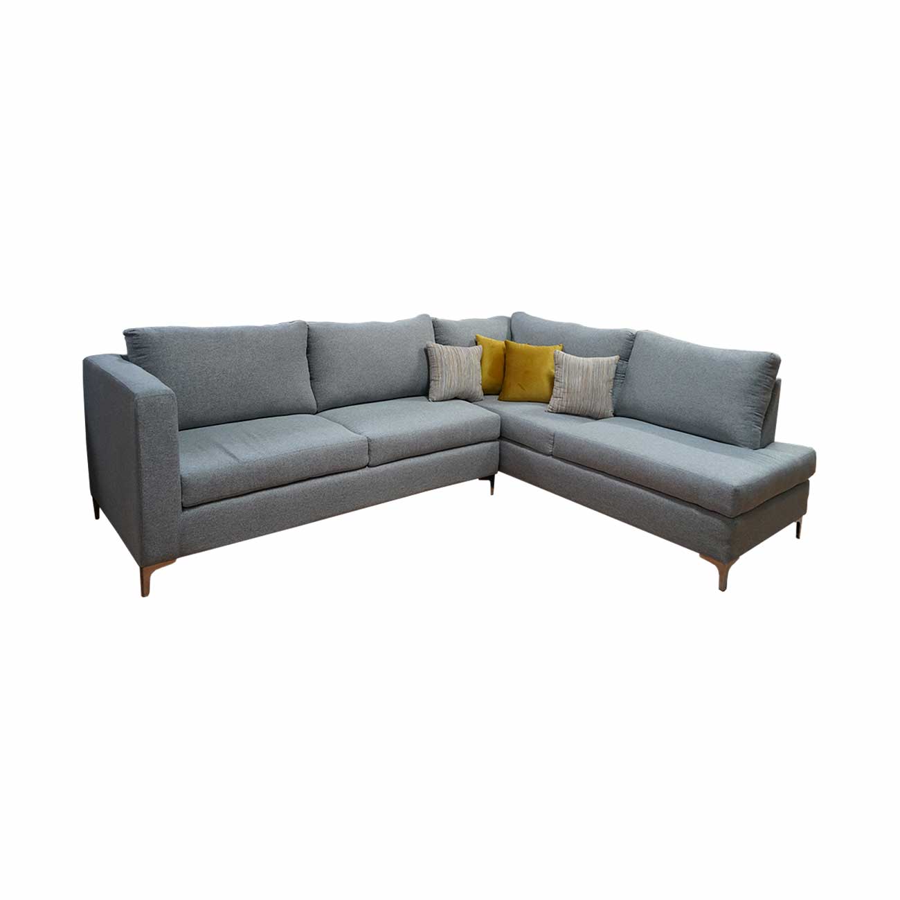 Sala modular Marcela color gris con cojines decorativos