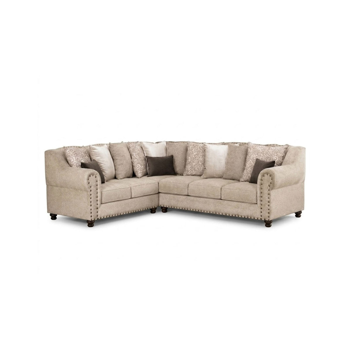 Sala modular Ferrara color gris con cojines decorativos