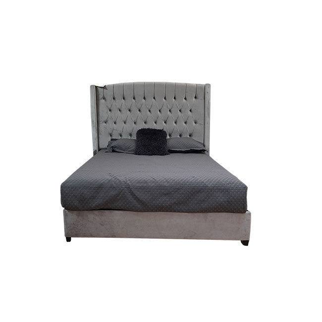 Cama ks Greco de tela color gris terciopelo