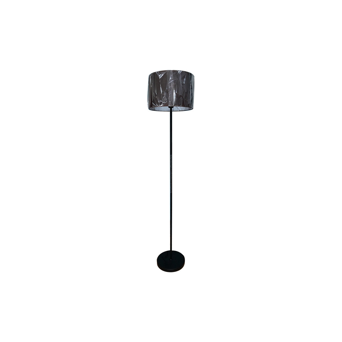 LAMPARA DE PISO BASE Y POSTE CENTRAL METALICO EN ACABADO NEGRO MATE