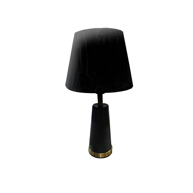 LAMPARA DE MESA DISEÑO MODERNO COLOR NEGRO-ORO ANTIQUE PANTALLA CONICA COLOR NEGRO