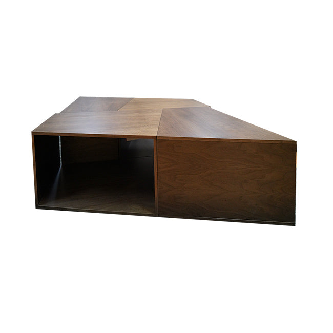 Mesa central Livorno de 4 piezas en chapa nogal