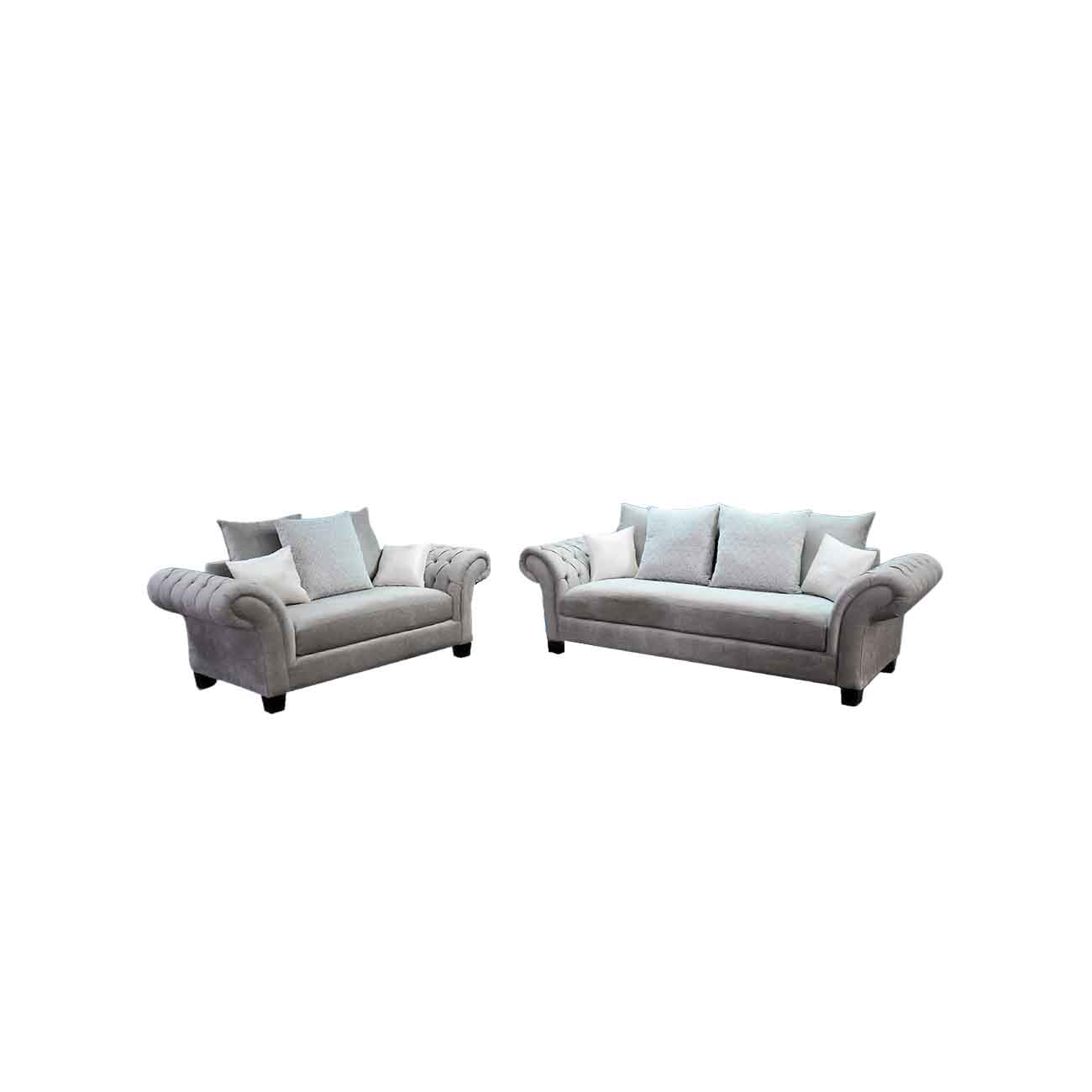 Sala 3-2 Anisa color gris con cojines decorativos