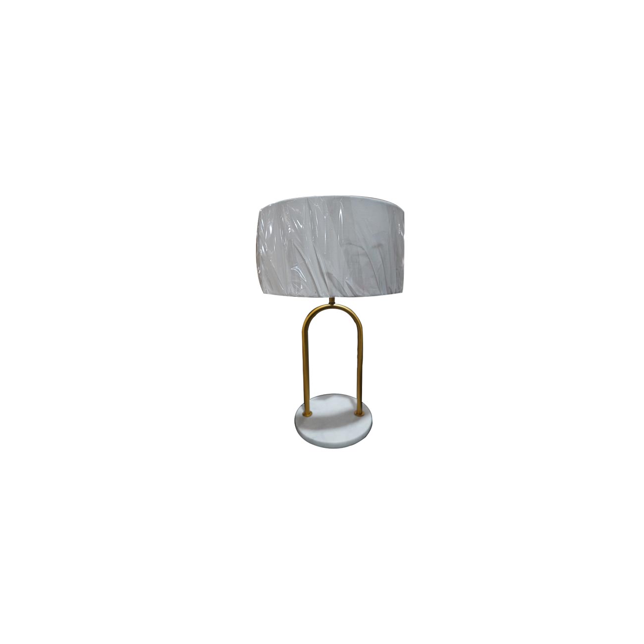 LAMPARA DE MESA PANTALLA NEGRA BASE DORADA