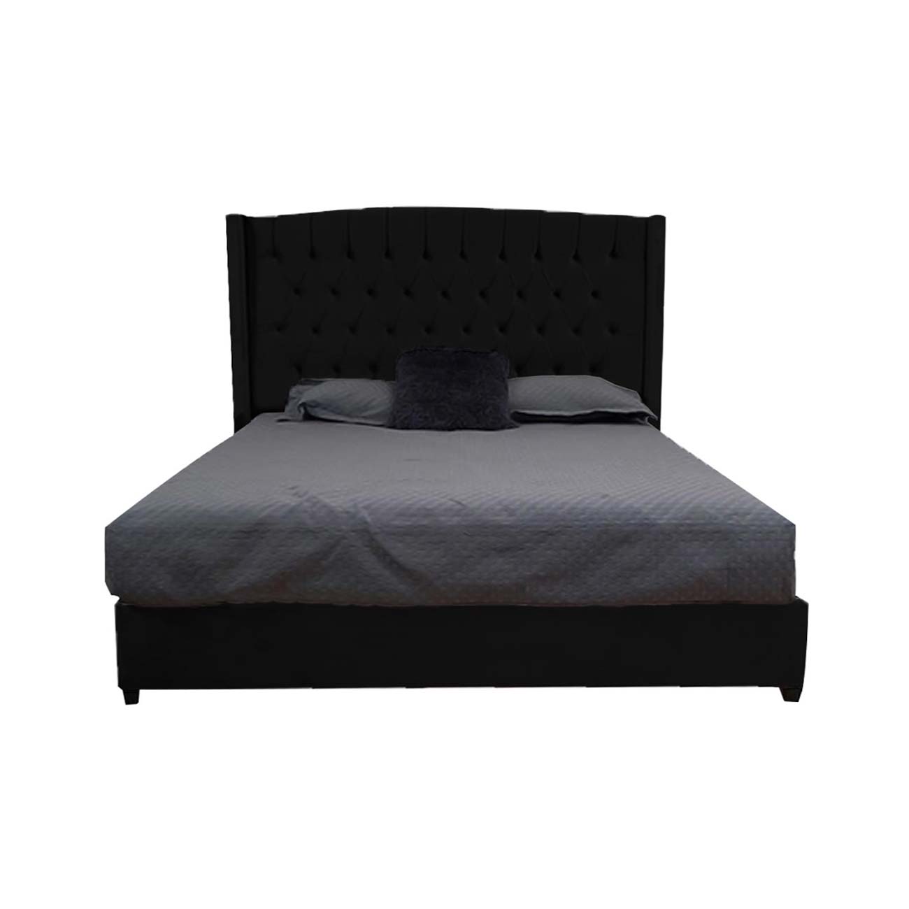 Cama ks Greco color negro en tela terciopelo