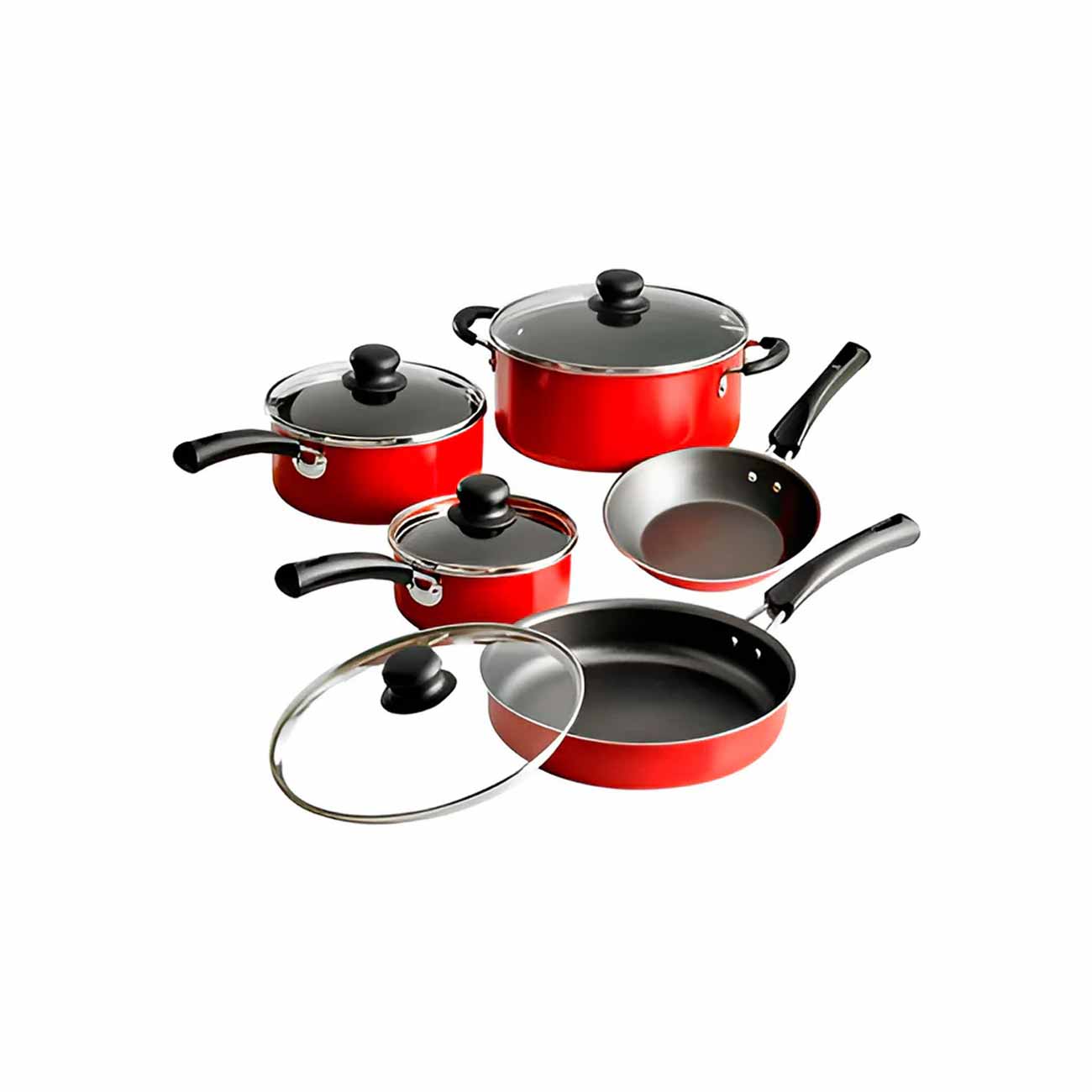 Batería de cocina Tramotina de 9 piezas rojas