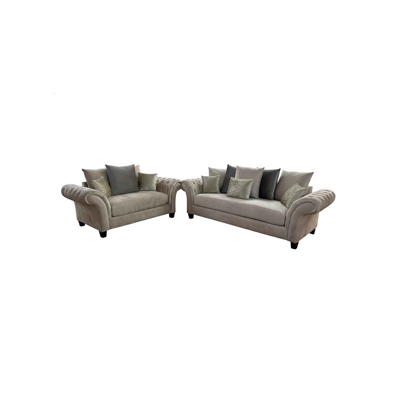 Sala 3-2 Anisa color beige con cojines decorativos