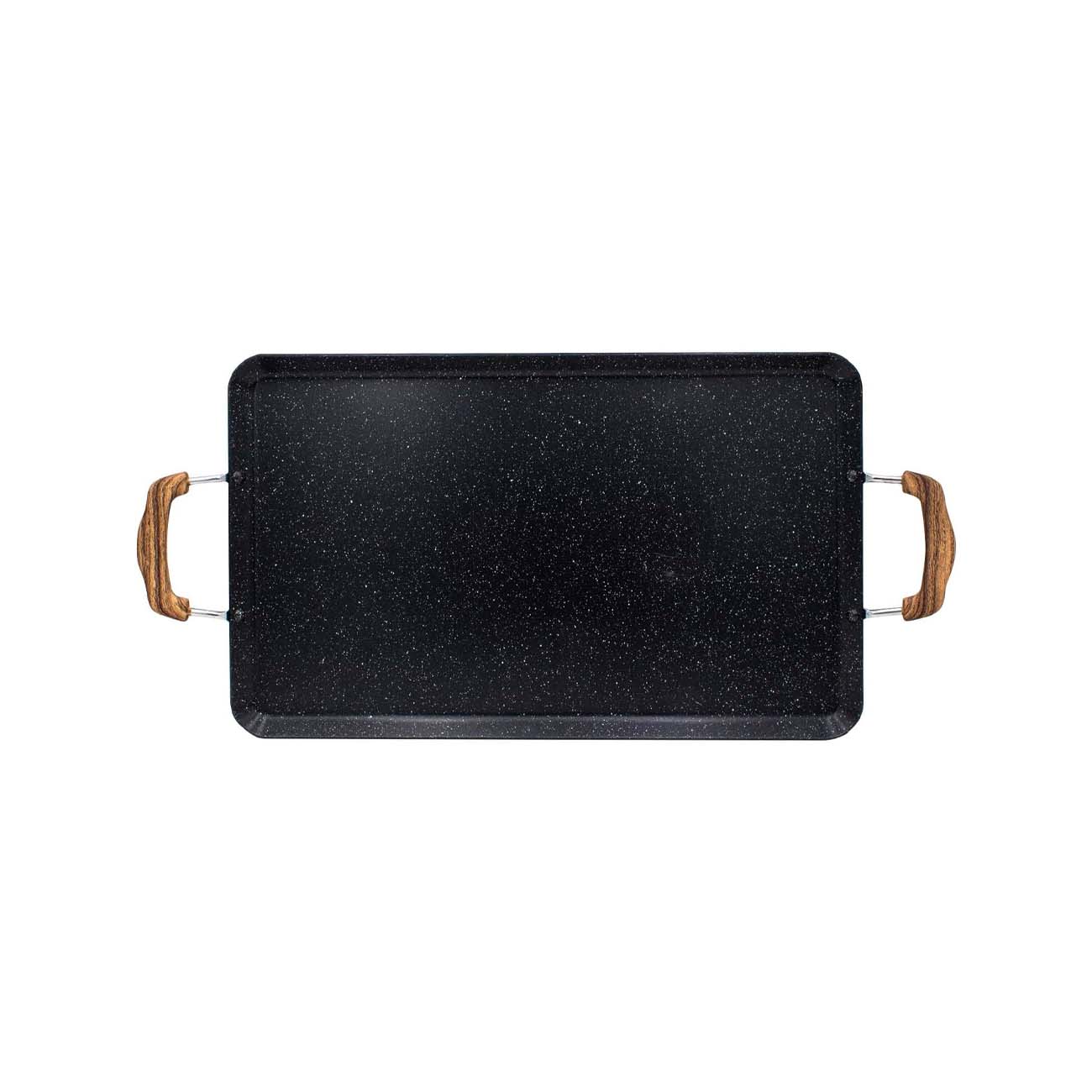 Comal rectangular negro mango de madera