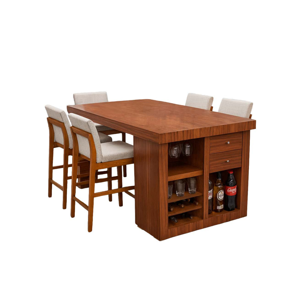 Comedor Vallarta con alacena y 5 bancos tapizados
