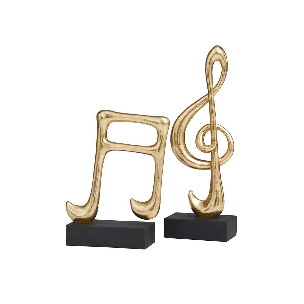 SET DE ESCULTURA NOTA MUSICAL DORADO BASE NEGRA