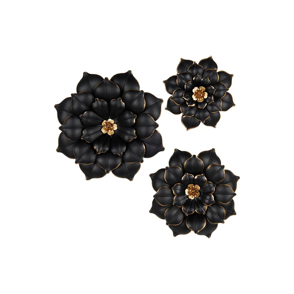 SET DE ARREGLO DE PARED FLOR EN COLOR NEGRO
