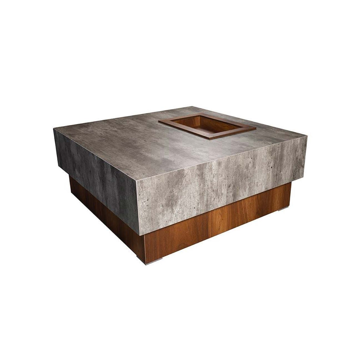 Mesa de centro Lusail cuadrada tipo piedra con madera