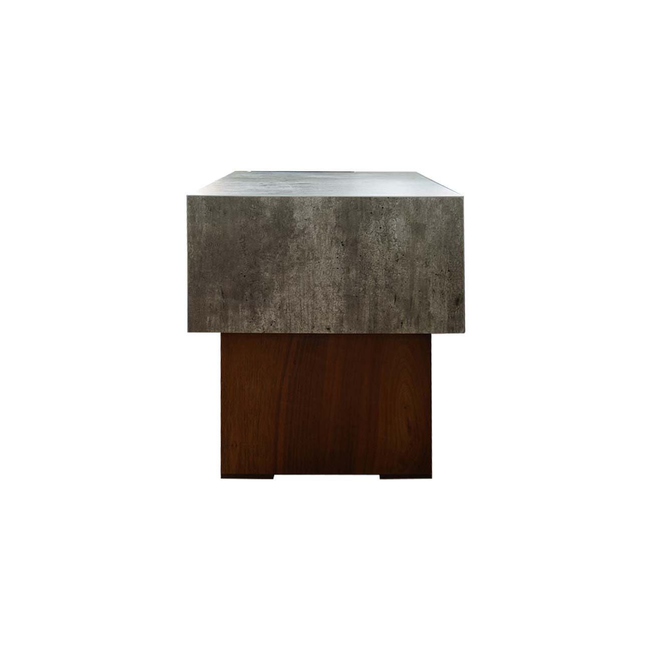 Mesa lateral Lusail cuadrada tipo piedra con madera