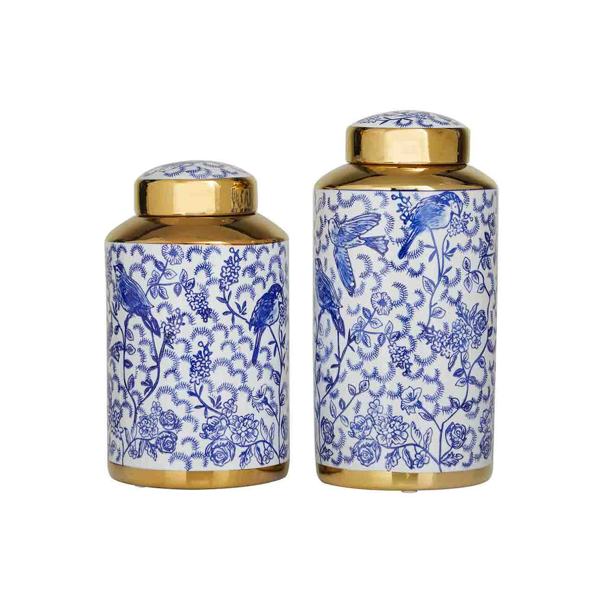 SET DE JARRON AZUL CON DORADO