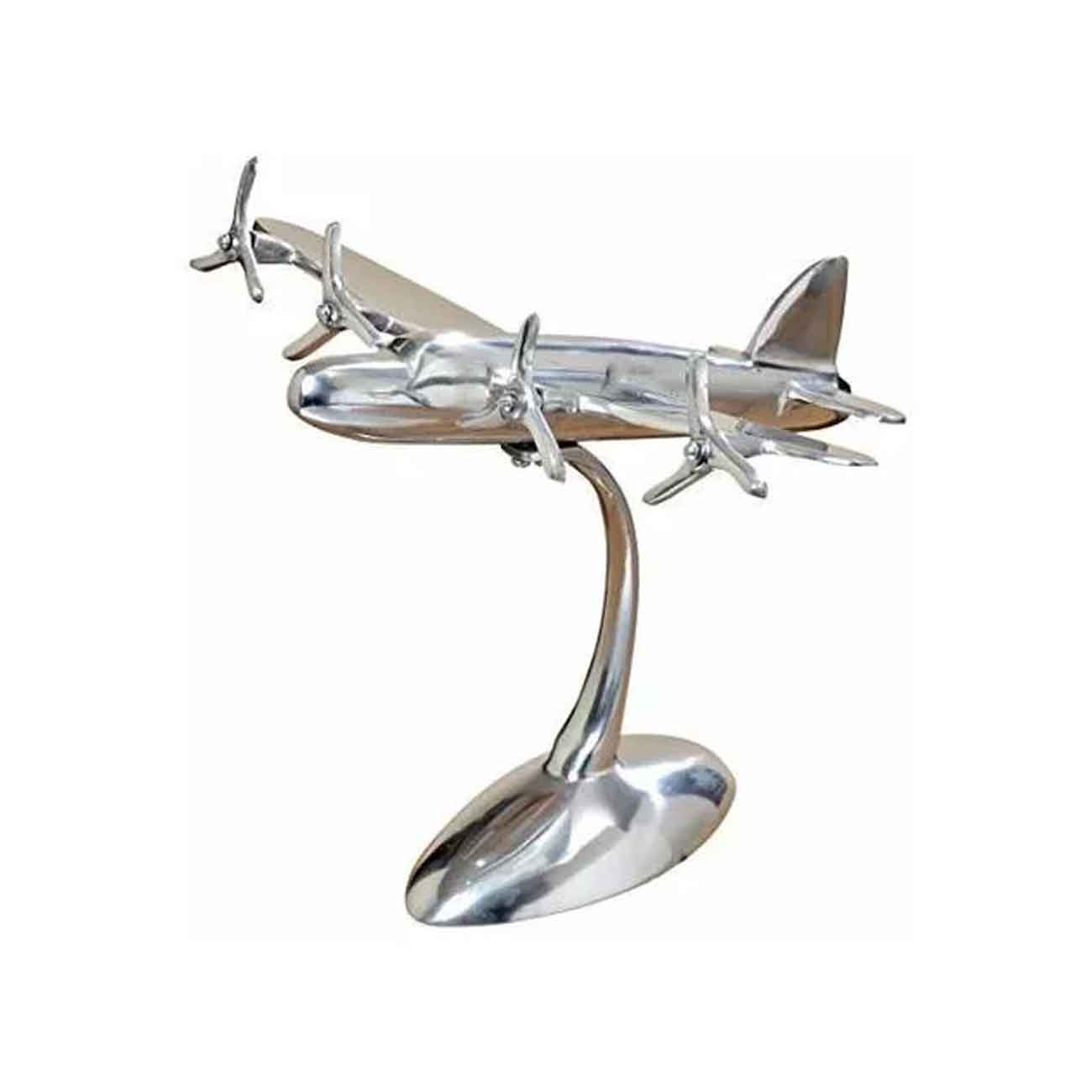 ESCULTURA DE AVION COLOR PLATA