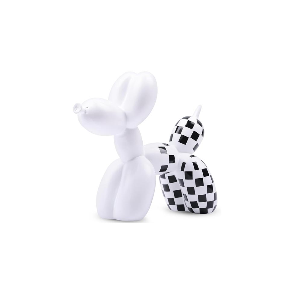 SET DE 2 ESCULTURAS PERRO  BLANCO CON NEGRO