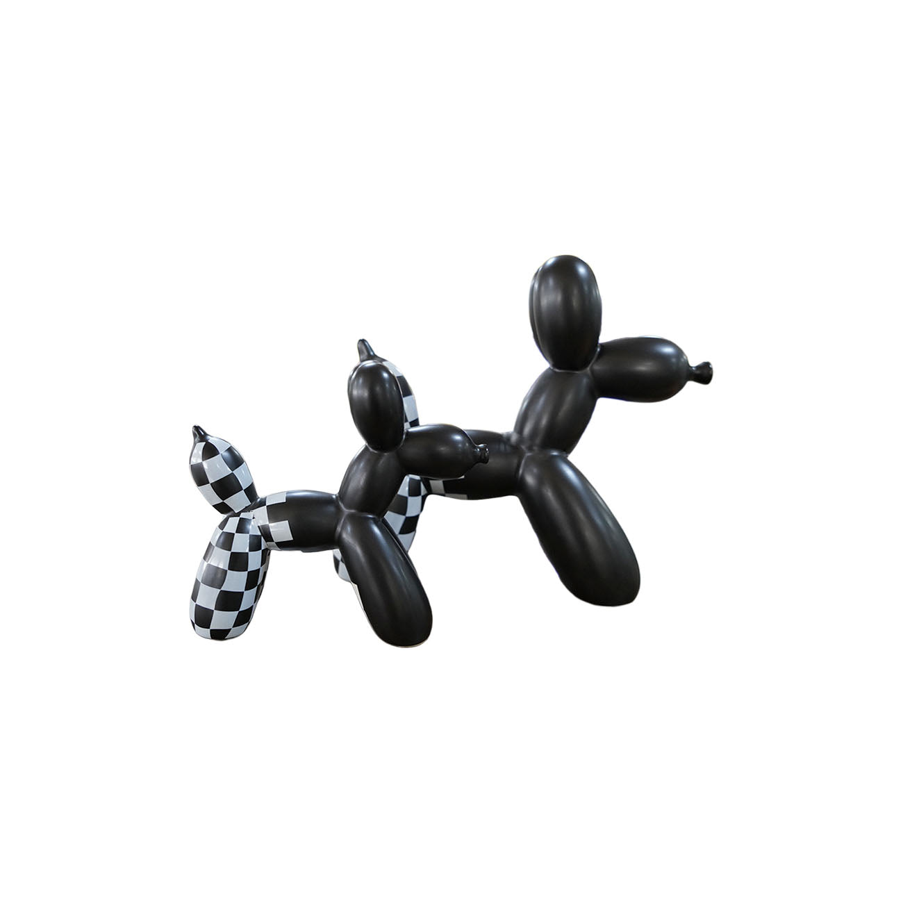 SET DE 2 ESCULTURA PERRO NEGRO CON BLANCO