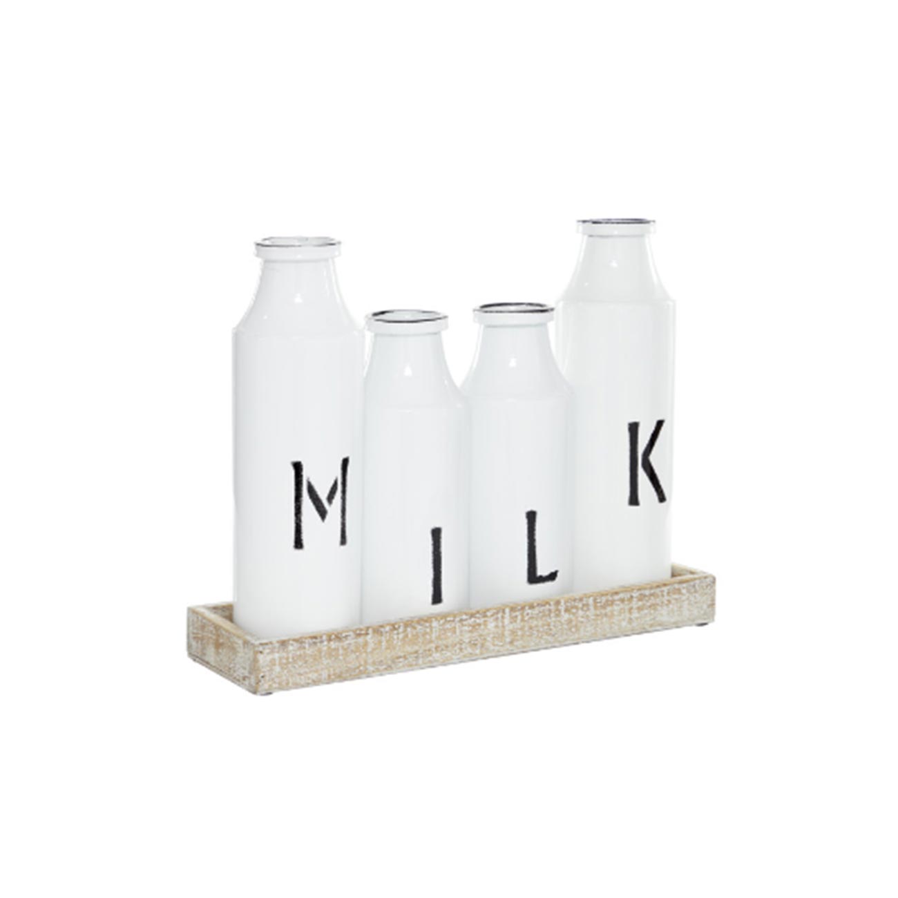 CHAROLA CON BOTES DE LECHE