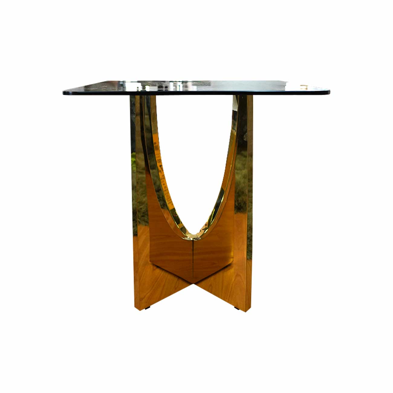 Mesa lateral Lucca con cristal smoke-dorado