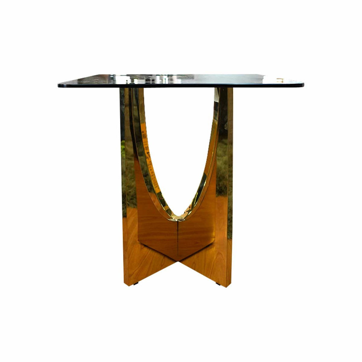 Mesa lateral Lucca con cristal smoke-dorado