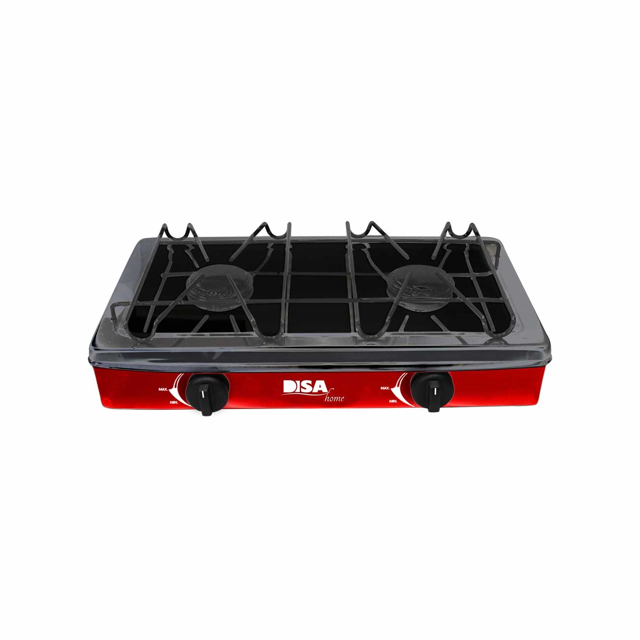 Parrilla de mesa disa  2 quemadores a gas rojo