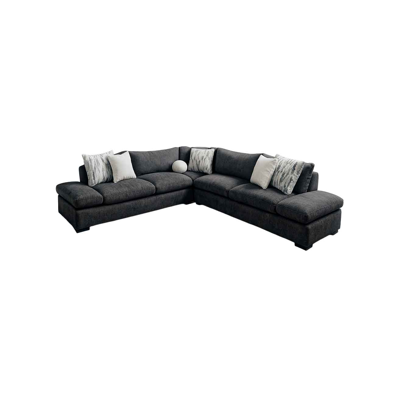 Sala modular Faryl color gris con cojines decorativos