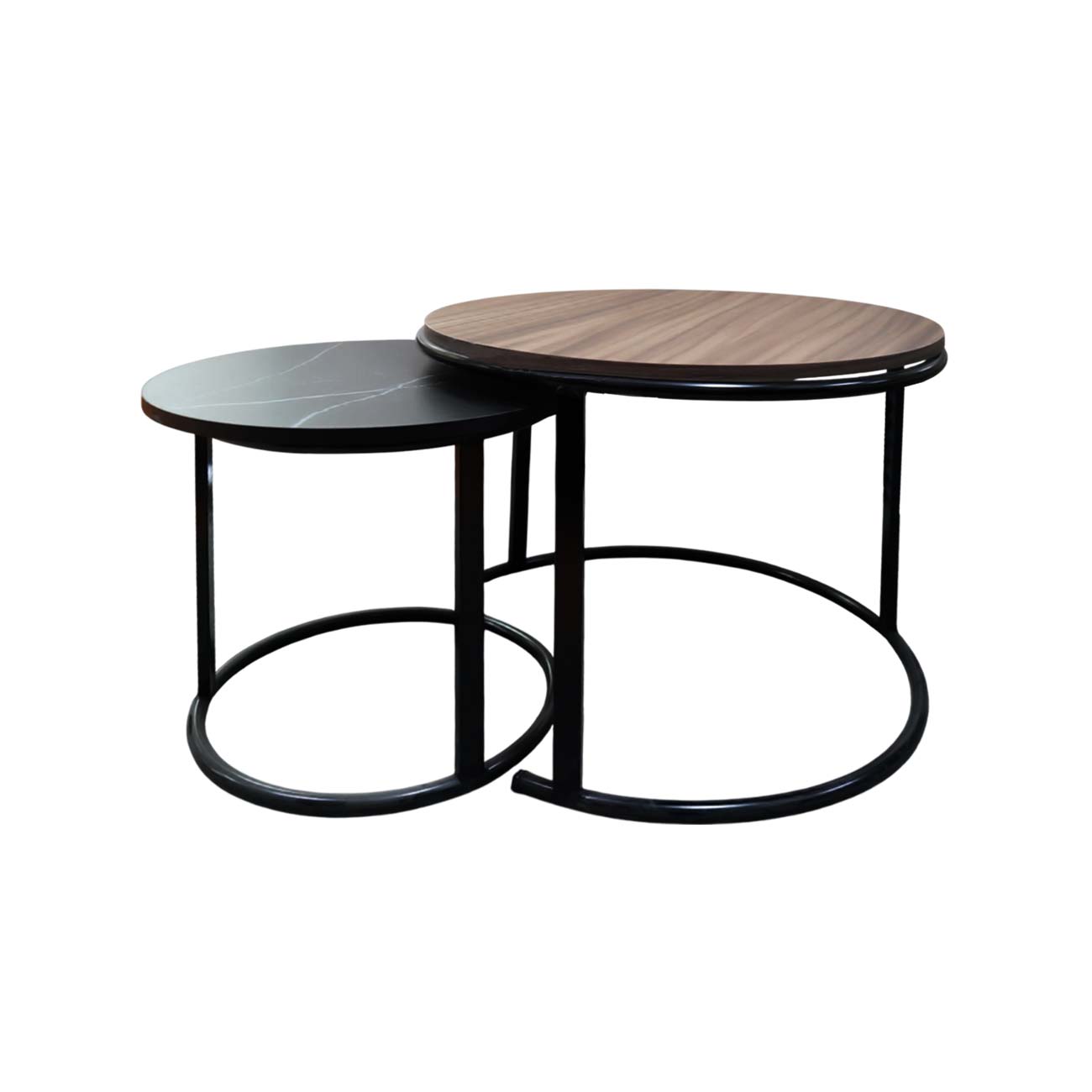 Juego de dos mesas para formar mesa de centro cafe y negro