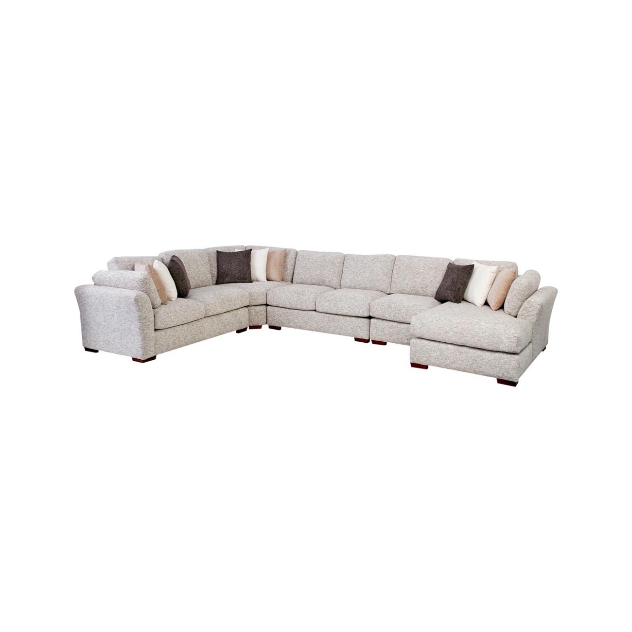 Sala modular Katina color beige con cojines decorativos