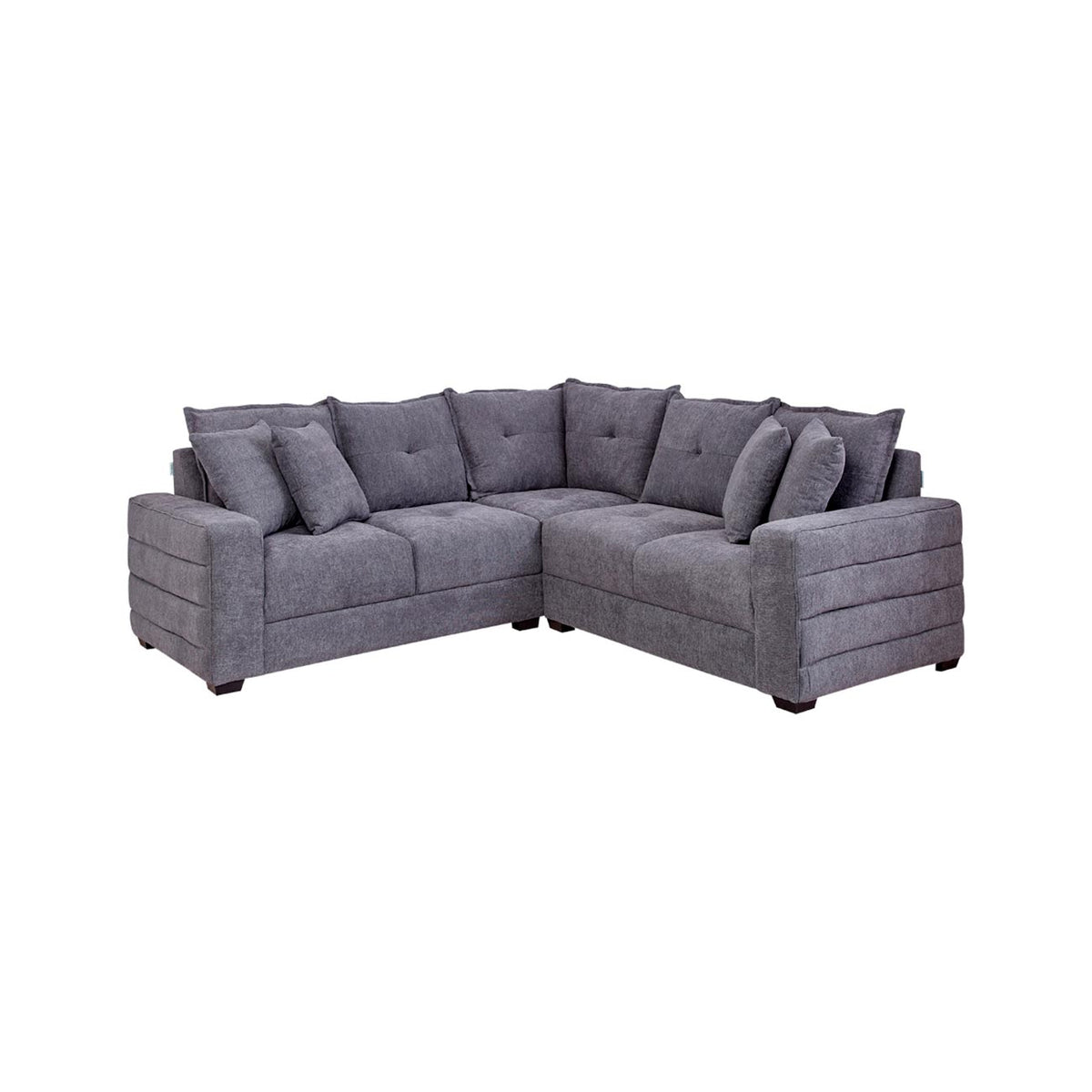 Sala modular Merida color gris con cojines decorativos