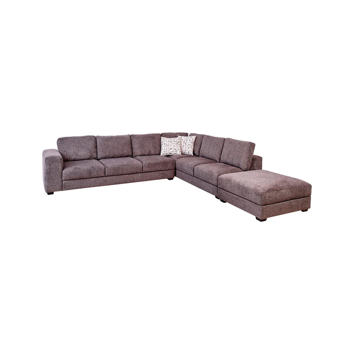 Sala modular Jessica color gris con cojines decorativos