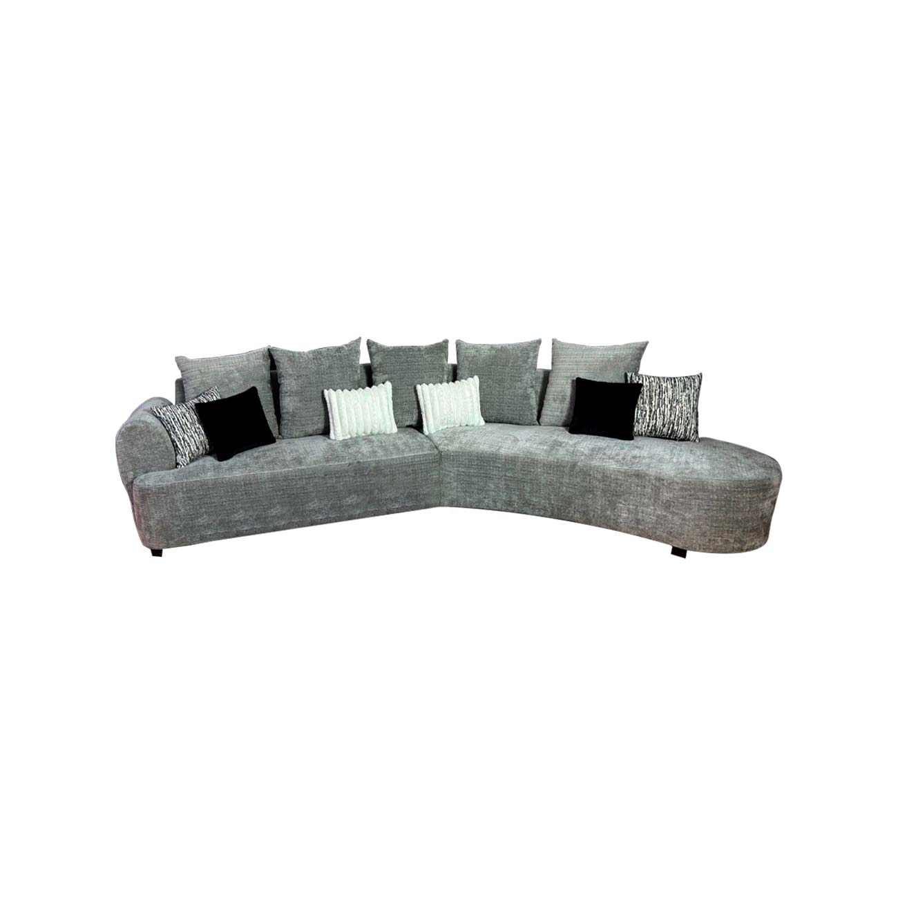 Sala modular Russel color gris con cojines decorativos