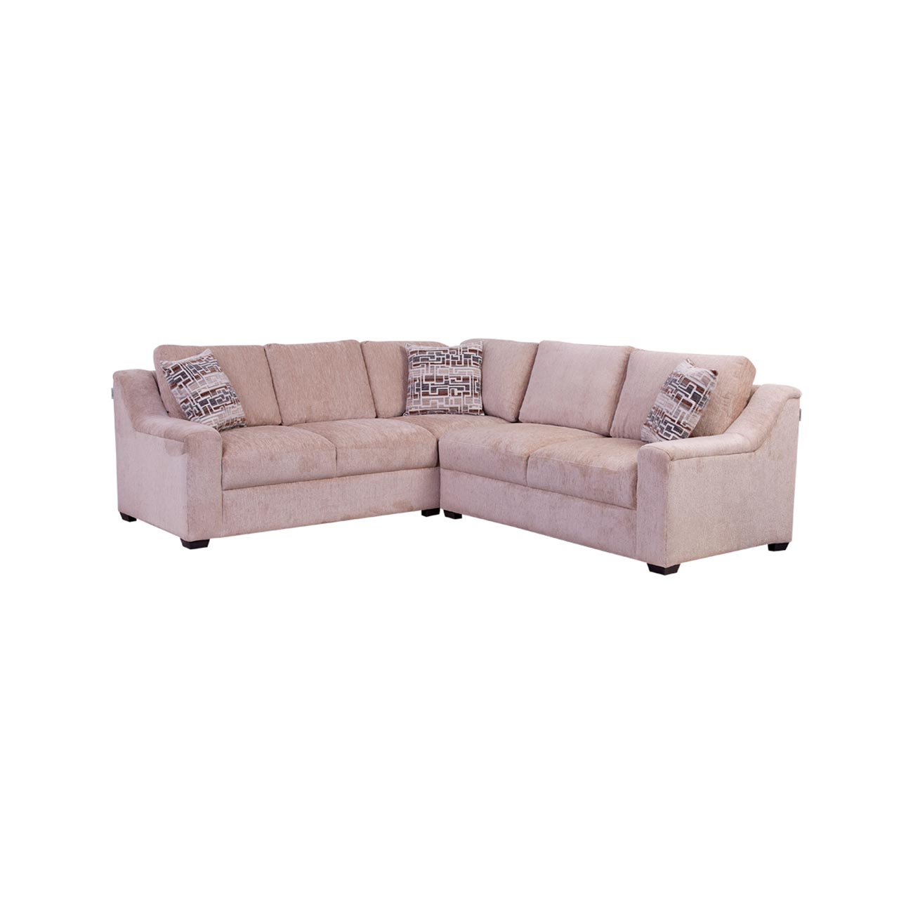 Sala esquinera Selene color beige con cojines decorativos