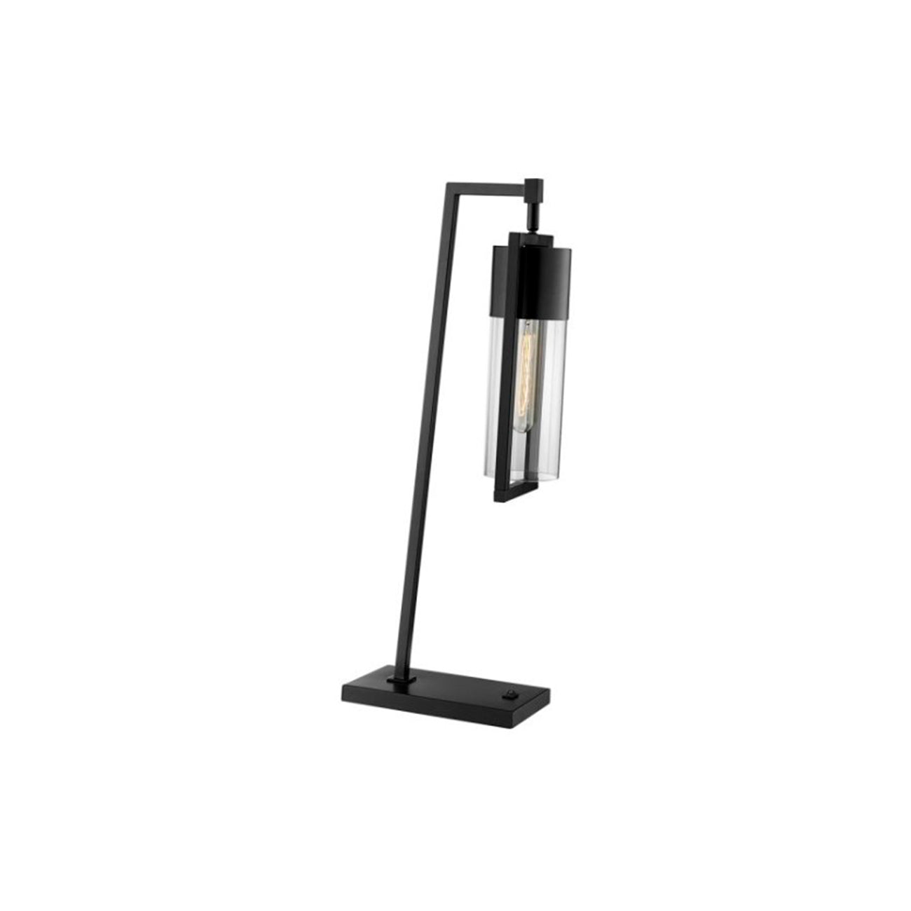Lampara de Mesa La base, el poste central y la estructura de la pantalla en metal con acabado bronce