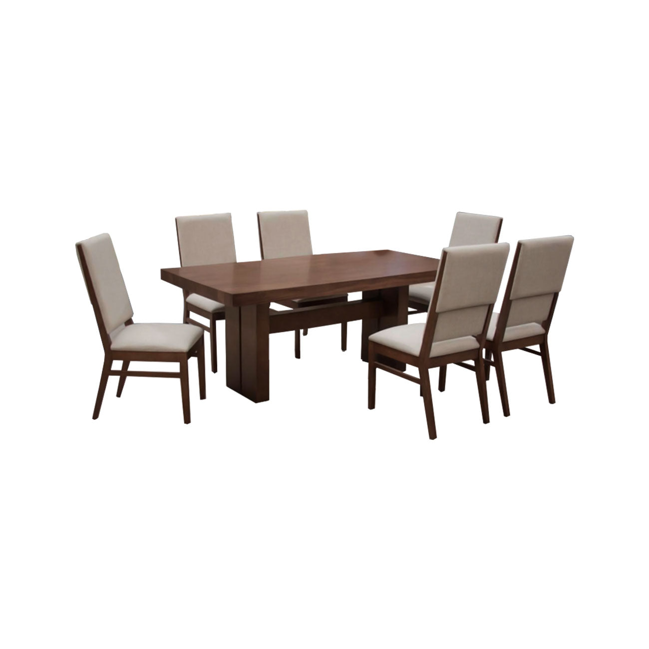 Comedor Napoli de 6 sillas color nogal