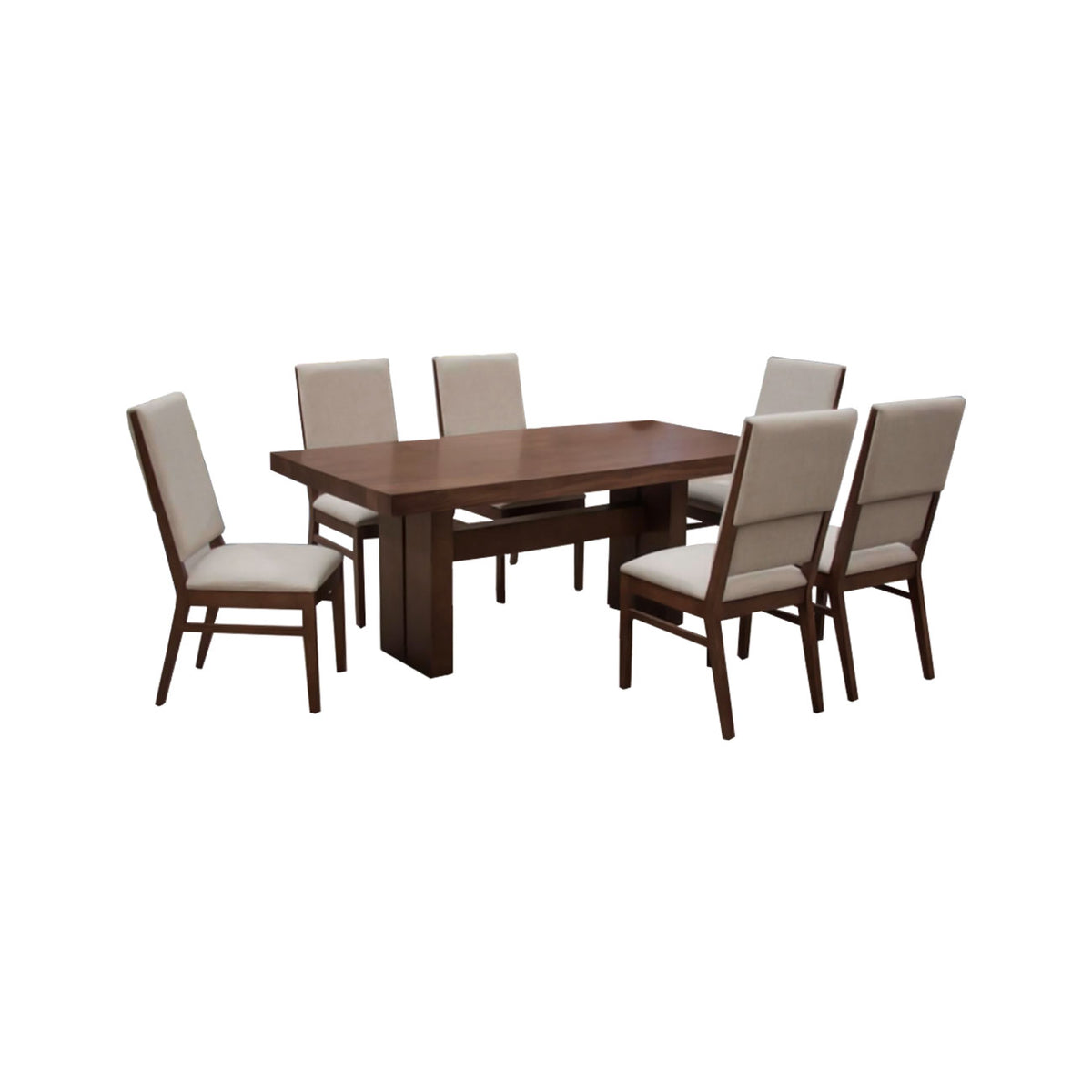 Comedor Napoli de 6 sillas color nogal