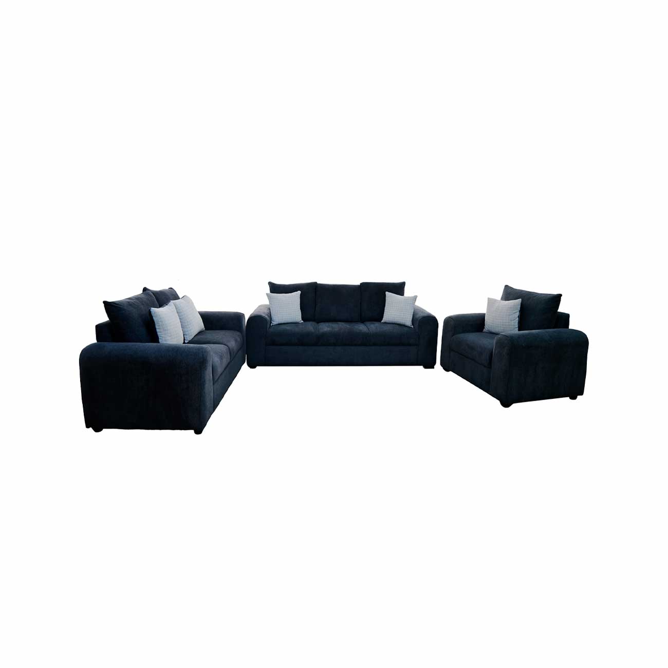 Sala 3-2-1 Charlotte color gris con cojines decorativos