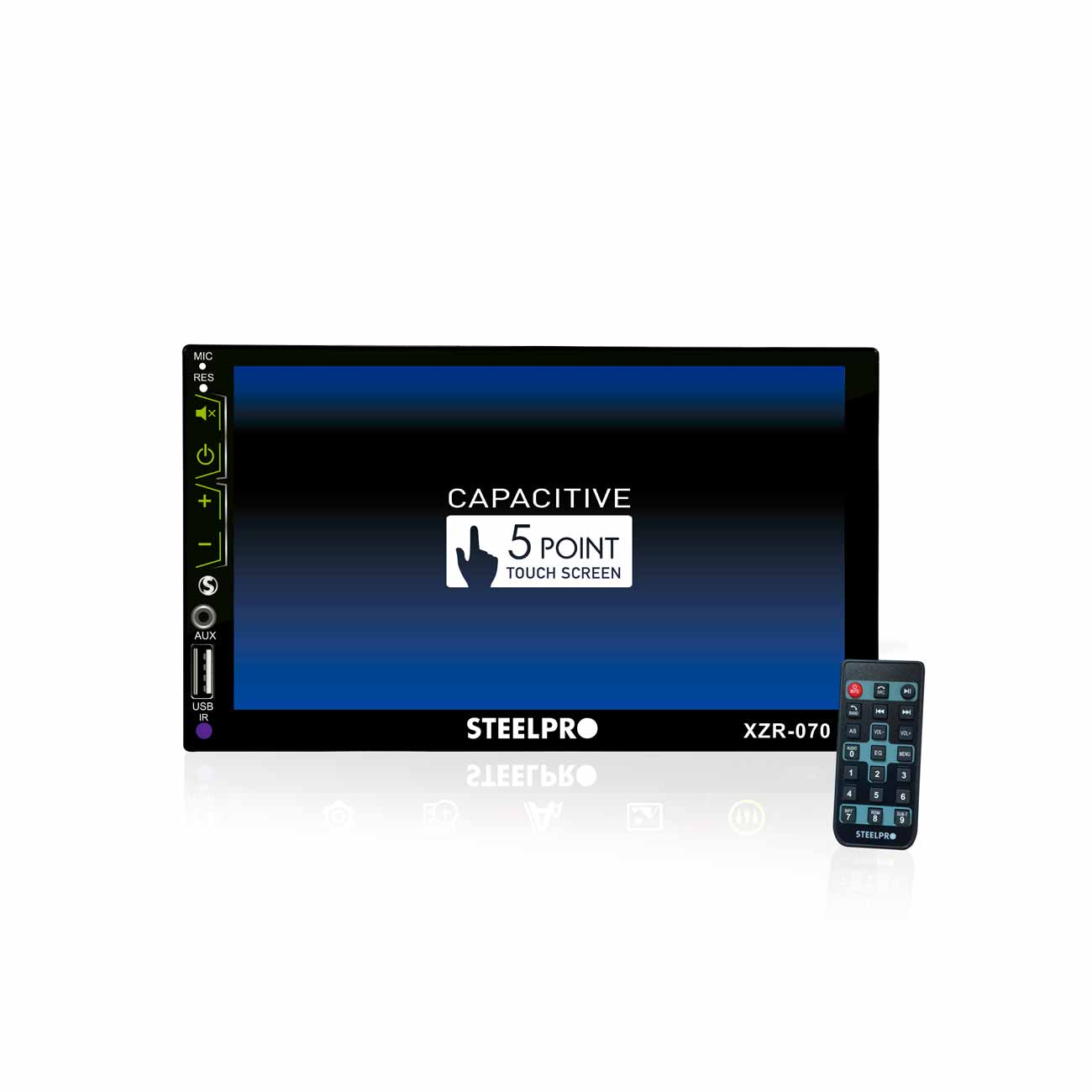 Autoestéreo Steel Pro, con FM/MP3, Bluetooth/USB, color Negro, tecnología táctil multi-touch, radio